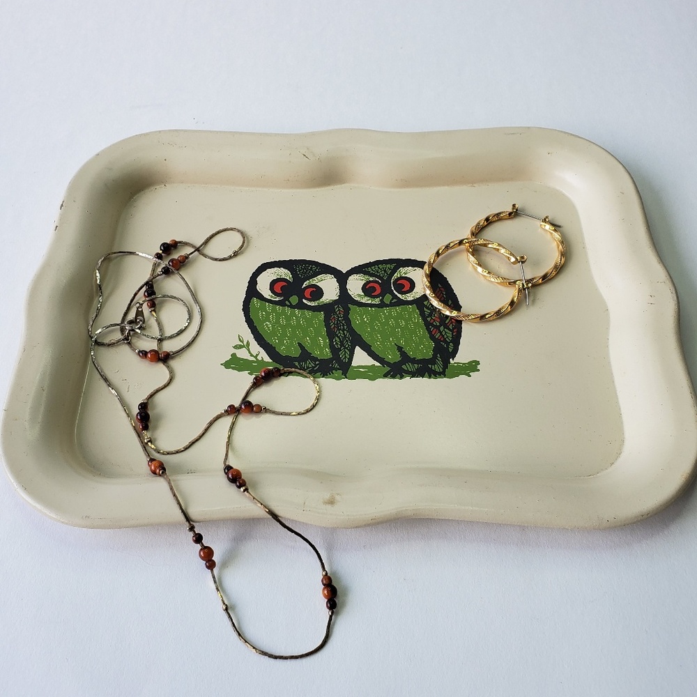 Vintage Owl Tin Tray